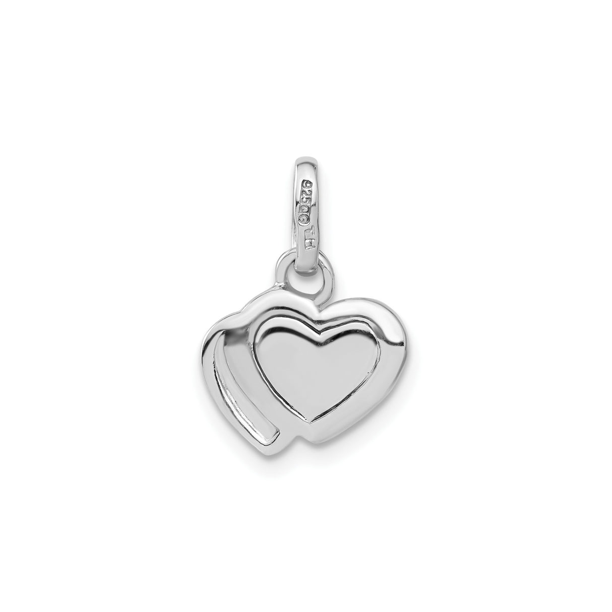 Sterling Silver Heart Locket Charm with Mother Of Pearl, Double Heart Design