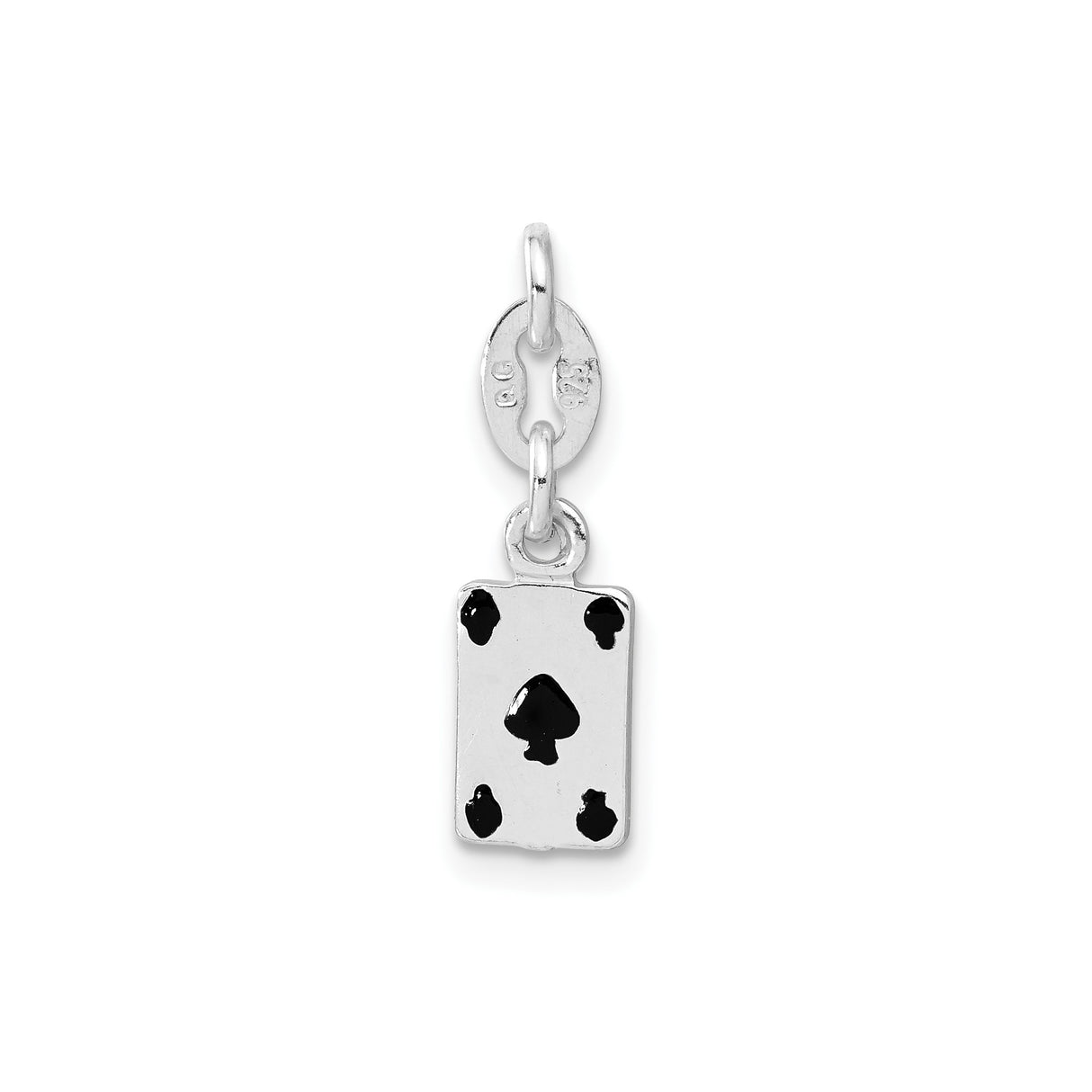 Sterling Silver Four of Spades Pendant, Detailed Playing Card Design, Unisex Poker Jewelry