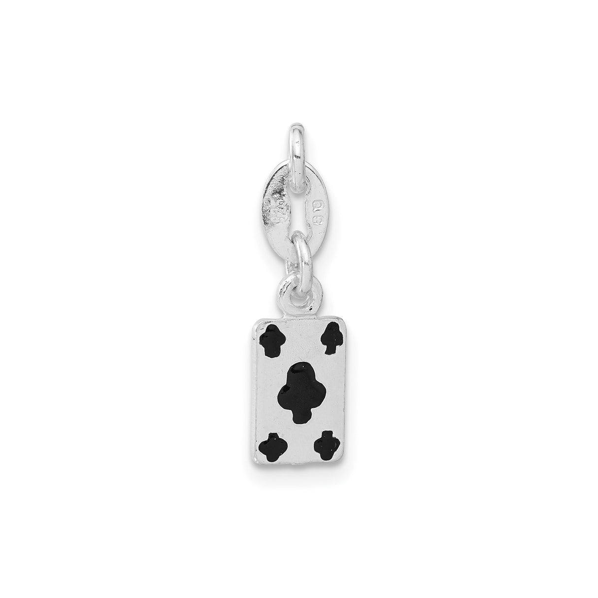 Sterling Silver Five of Clubs Pendant, Enamel Playing Card Charm, Unisex Poker Jewelry