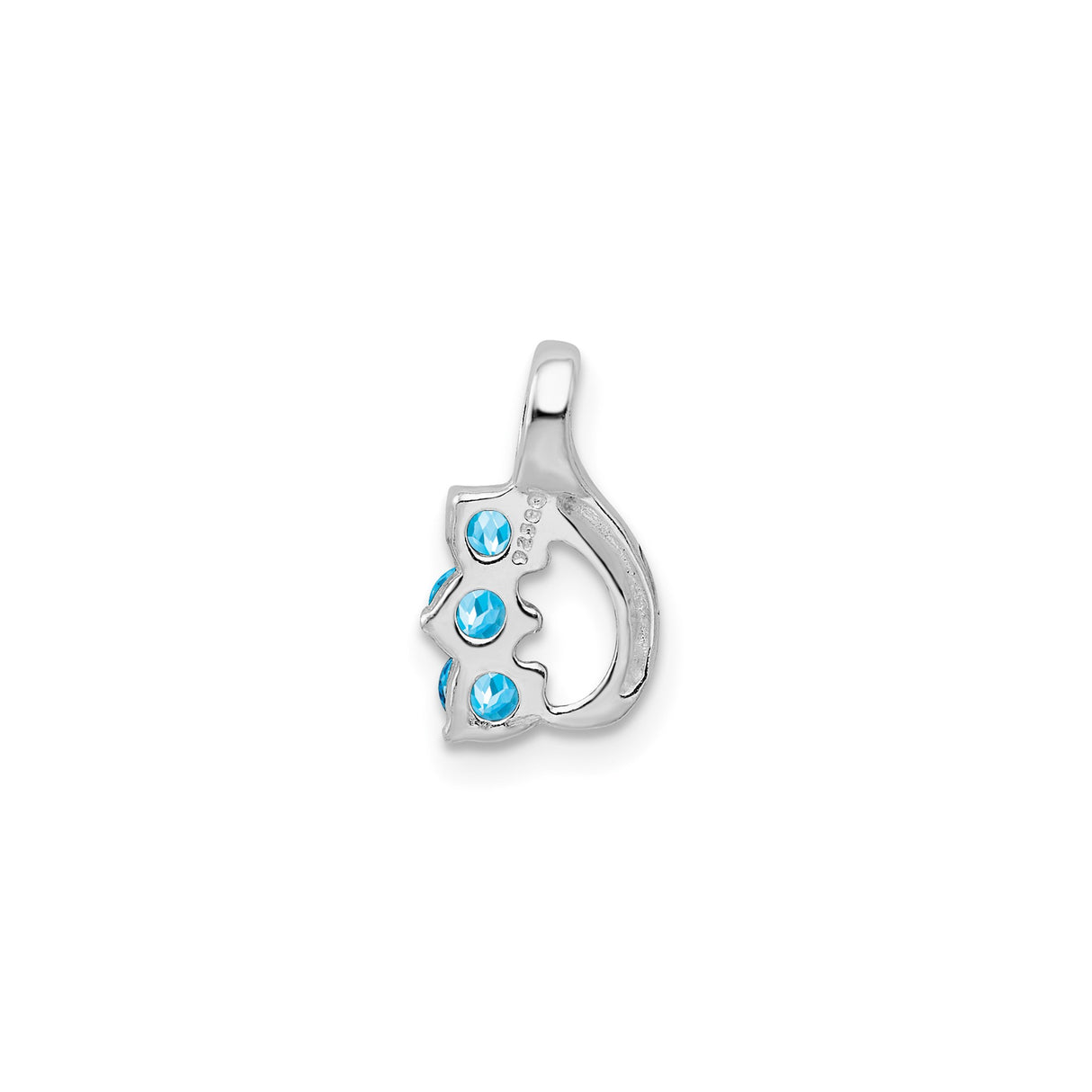 Sterling Silver Pendant with Swiss Blue Topaz in Modern Wave Design