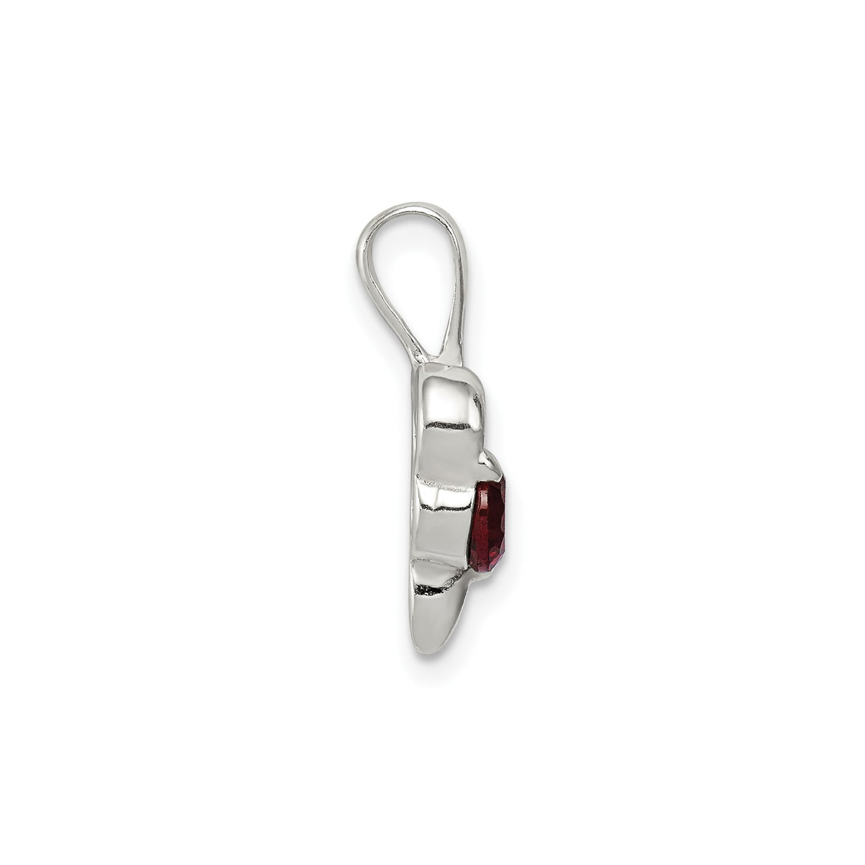 Sterling Silver Heart Pendant with Red Cubic Zirconia, Romantic Open Heart Jewelry for Women