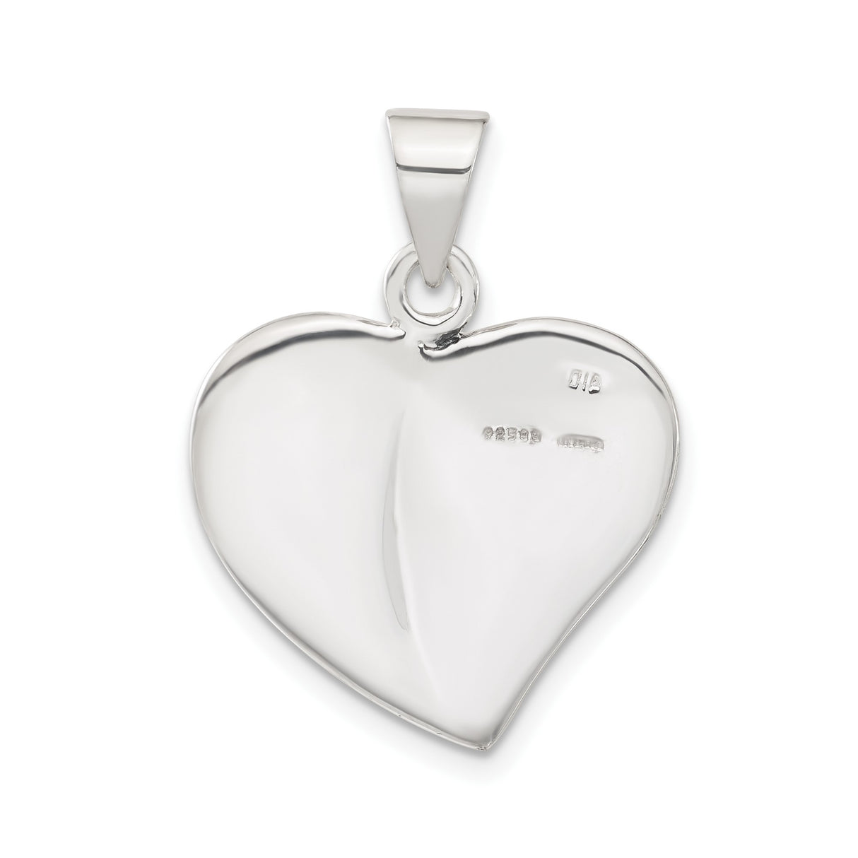 Sterling Silver Heart Pendant with Red Center Accent, Ornate Swirling Artistic Design