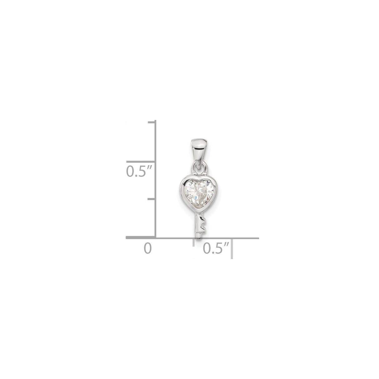 Sterling Silver Heart Key Pendant with Cubic Zirconia, Romantic Jewelry for Women