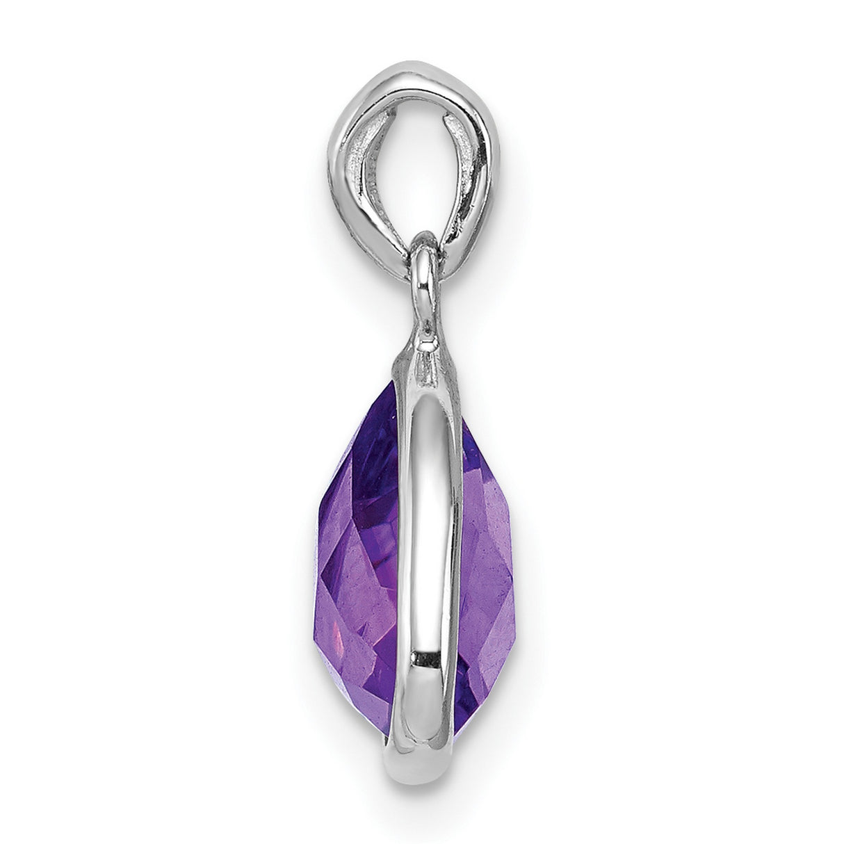 Sterling Silver Amethyst Pendant with Trillion Cut Bezel Setting for Women