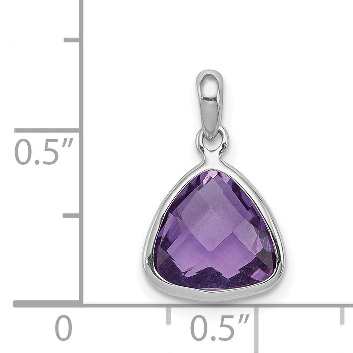 Sterling Silver Amethyst Pendant with Trillion Cut Bezel Setting for Women