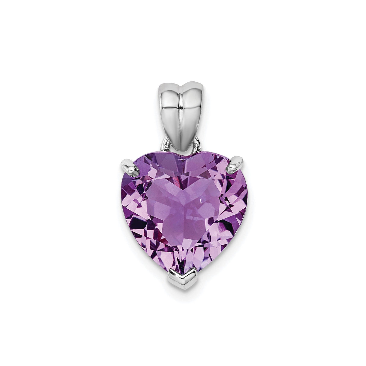 Sterling Silver Heart Pendant with Amethyst Gemstone, Romantic Jewelry for Women
