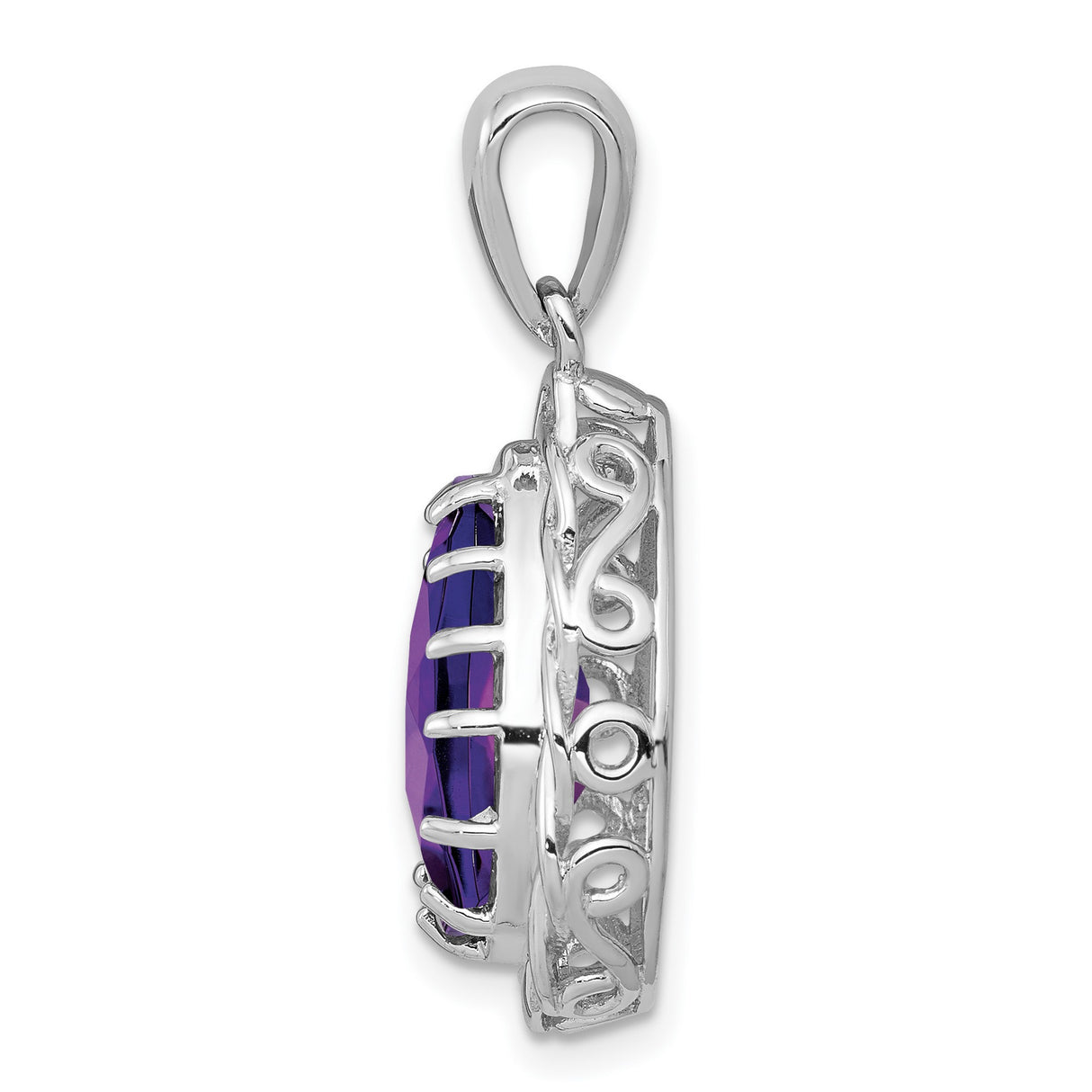 Amethyst 20x15mm 3.9ct Charm Pendant in Real 925 Sterling Silver
