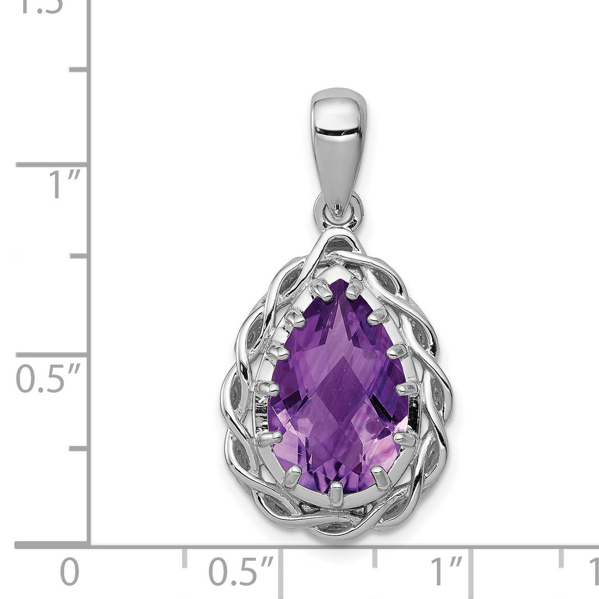 Amethyst 20x15mm 3.9ct Charm Pendant in Real 925 Sterling Silver