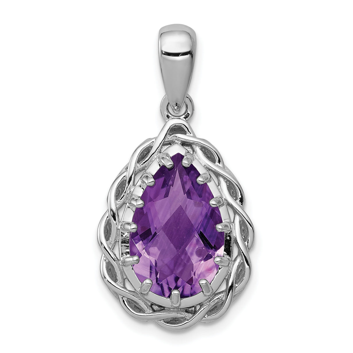 Amethyst 20x15mm 3.9ct Charm Pendant in Real 925 Sterling Silver