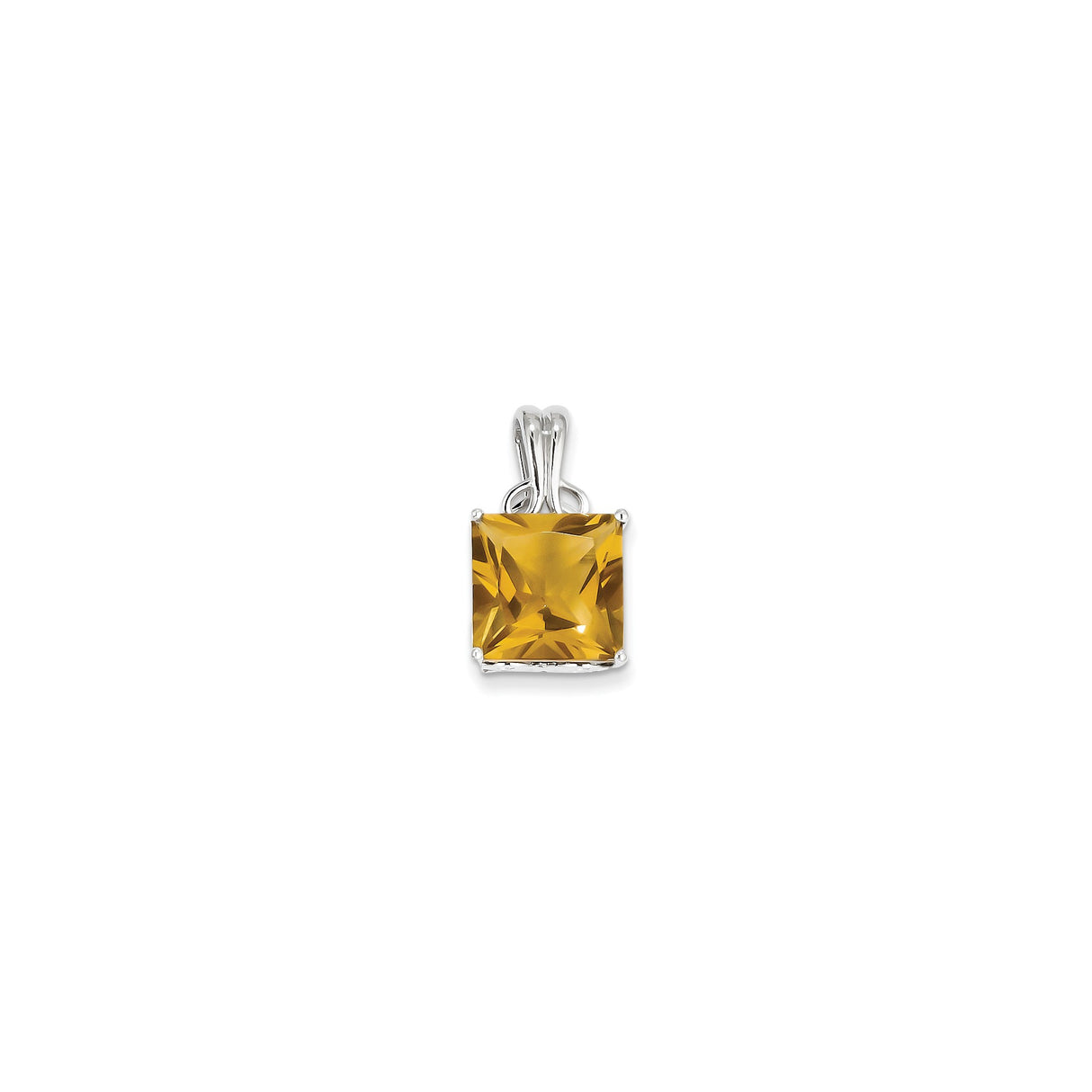 Sterling Silver Pendant with Whiskey Quartz, Square Cut November Birthstone Jewelry
