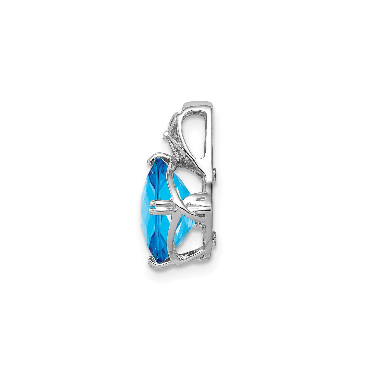 Sterling Silver Floral Pendant with Cushion Cut Swiss Blue Topaz and Filigree Bail