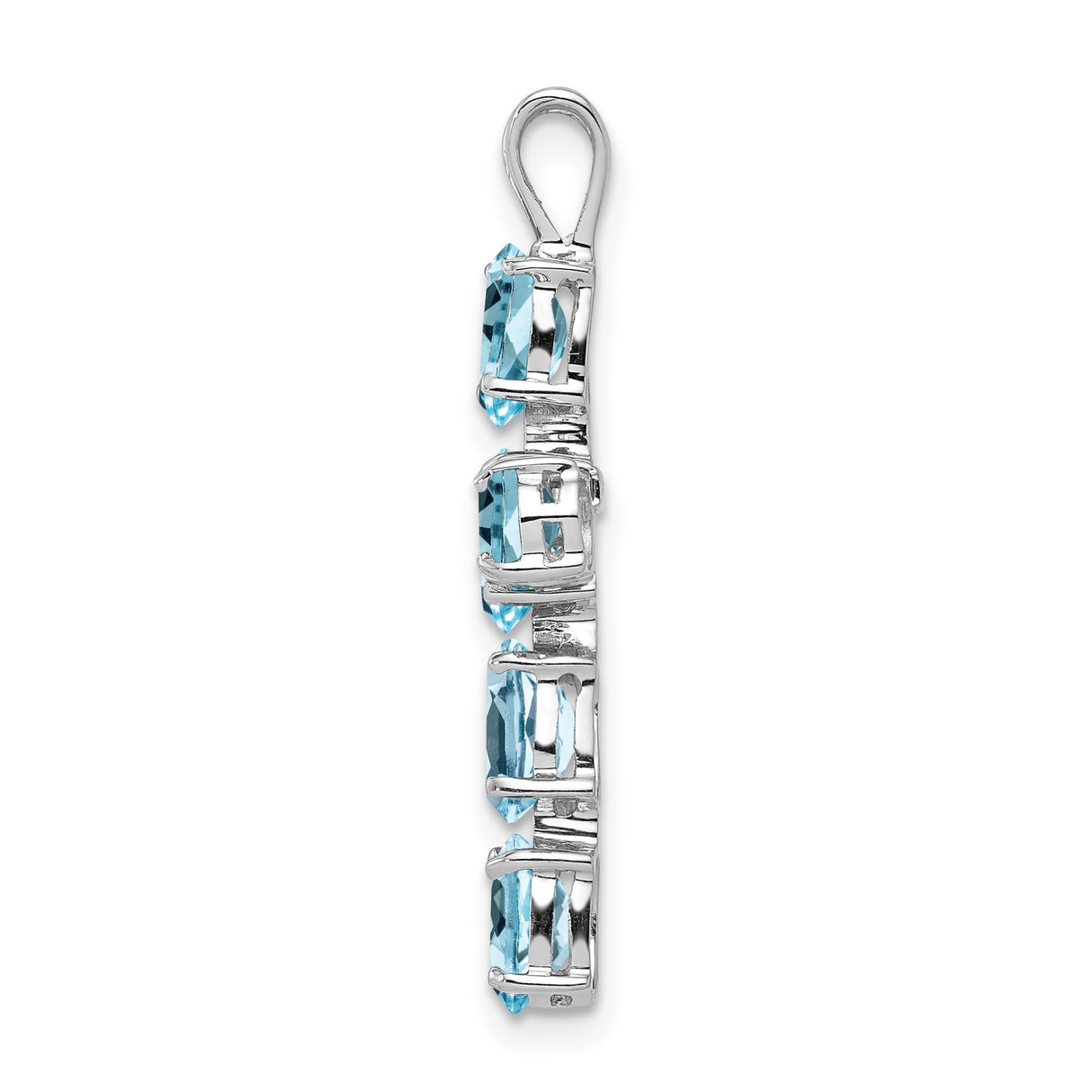 Sterling Silver Cross Pendant with Swiss Blue Topaz, Modern Inspirational Design