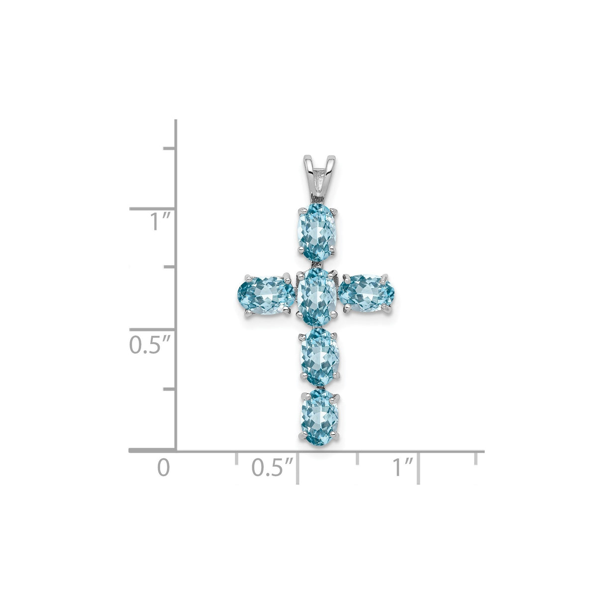 Sterling Silver Cross Pendant with Swiss Blue Topaz, Modern Inspirational Design