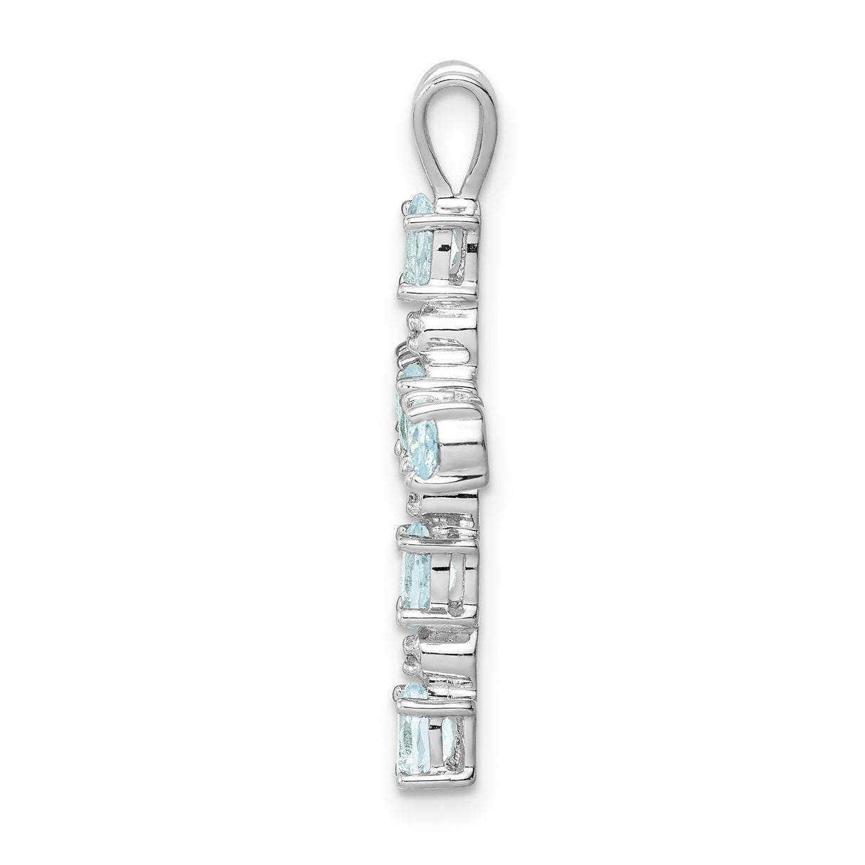 Aquamarine and Diamond Cross 24x15mm 1.34ct Charm Pendant in Real 925 Sterling Silver