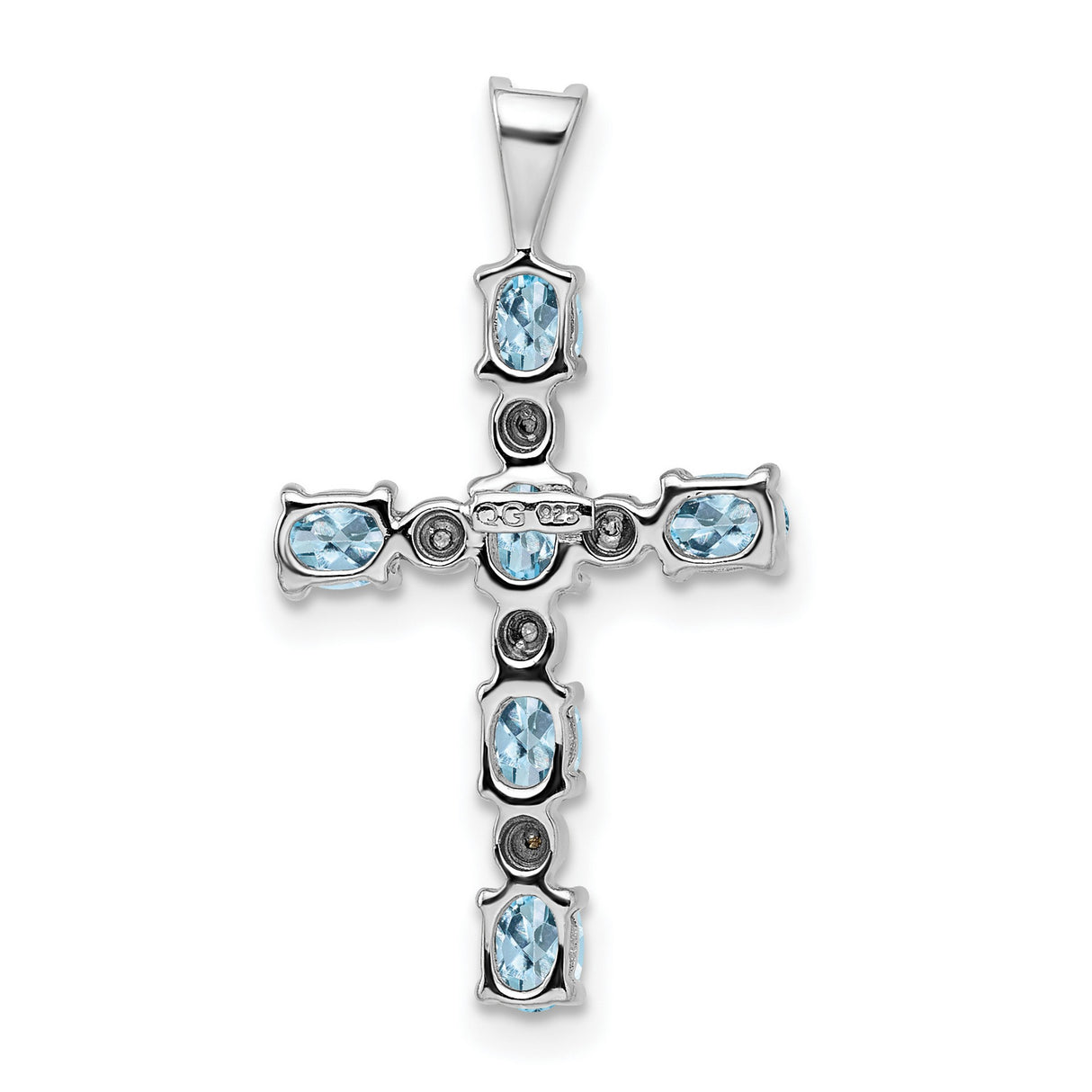 Aquamarine and Diamond Cross 24x15mm 1.34ct Charm Pendant in Real 925 Sterling Silver