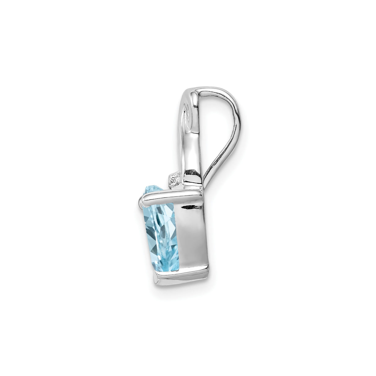 Sterling Silver Heart Shaped Blue Topaz Pendant with Diamond Accent and Swirl Bale Design