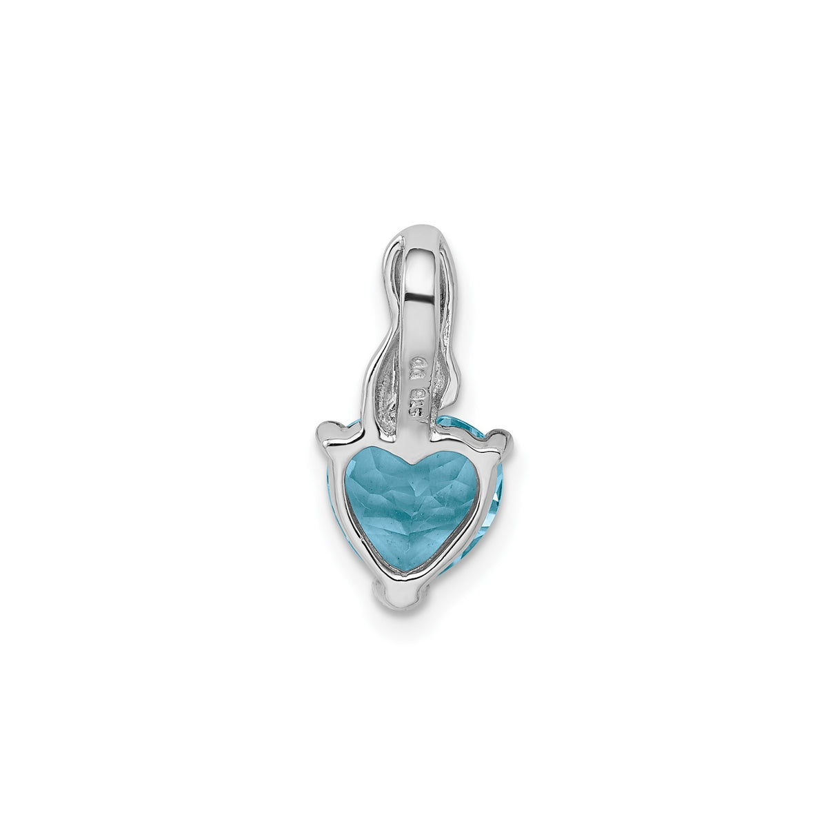 Sterling Silver Heart Shaped Blue Topaz Pendant with Diamond Accent and Swirl Bale Design