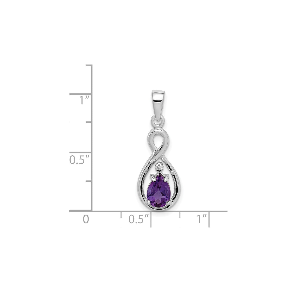 Sterling Silver Infinity Pendant with Pear-Shaped Amethyst and Diamond Accent