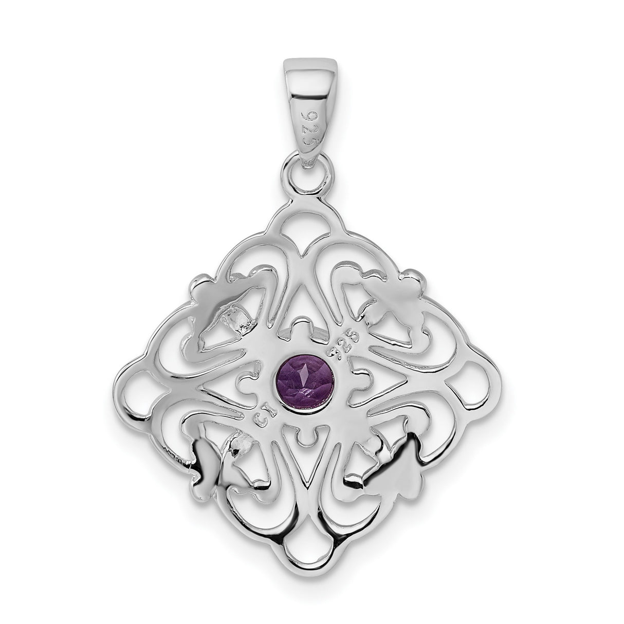 Amethyst Charm Pendant in Real 925 Sterling Silver