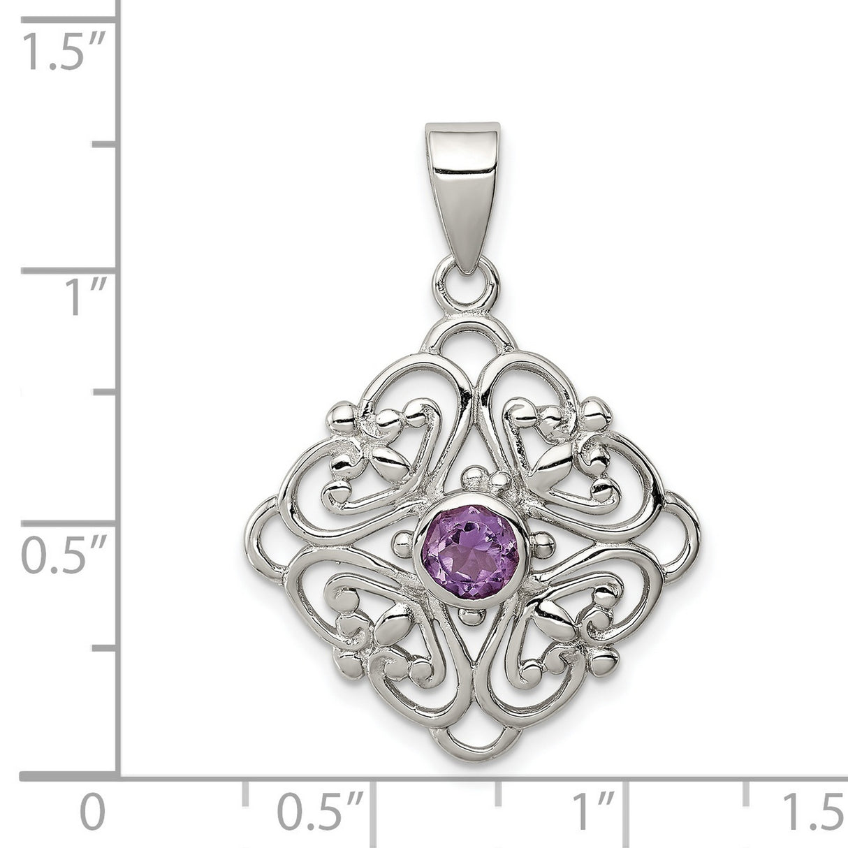 Amethyst Charm Pendant in Real 925 Sterling Silver
