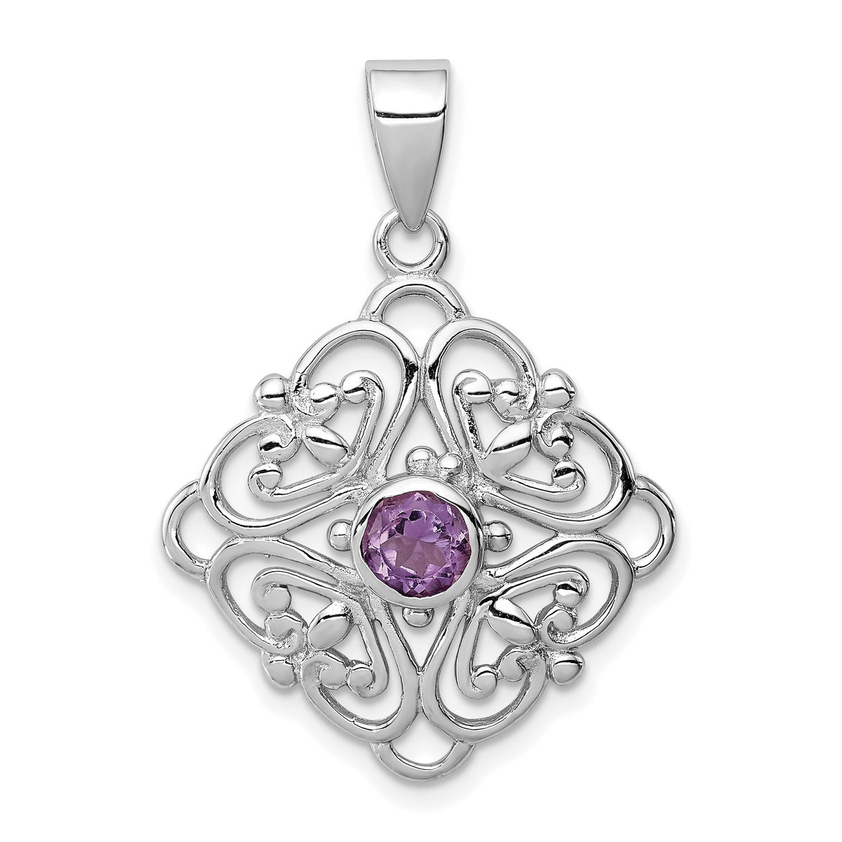 Amethyst Charm Pendant in Real 925 Sterling Silver