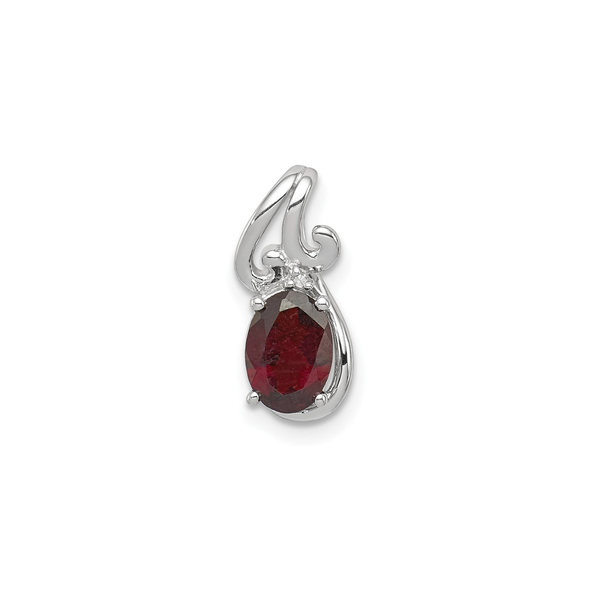 Sterling Silver Pendant with Garnet and Diamond Accents in Swirl Design