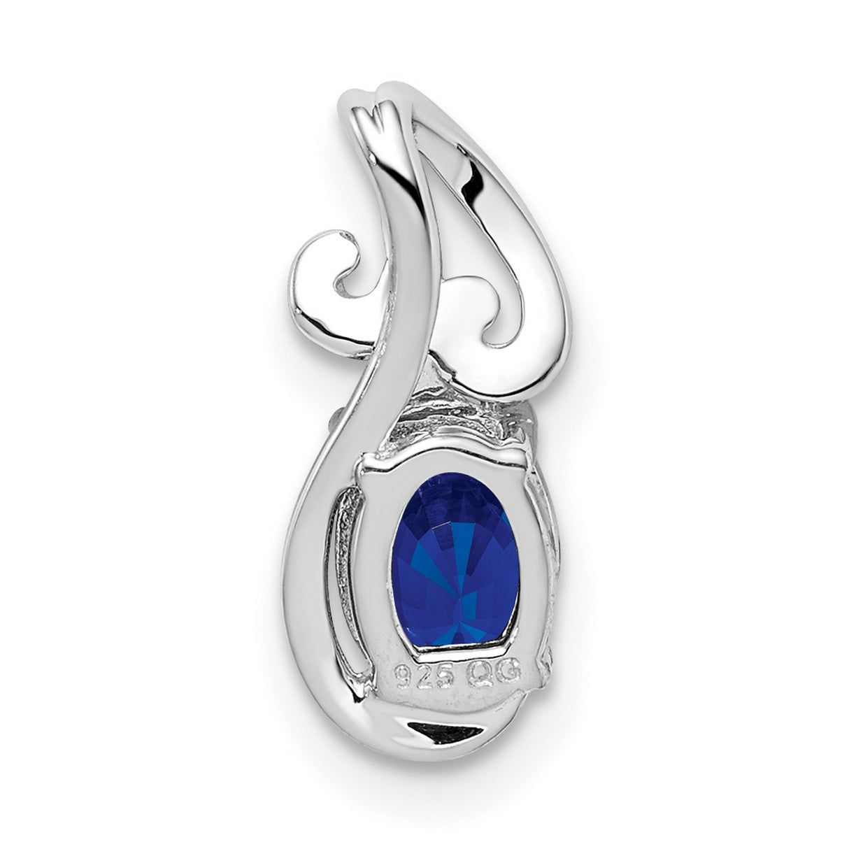 Sterling Silver Pendant with Sapphire and Diamond, Swirl Design Statement Jewelry for Women