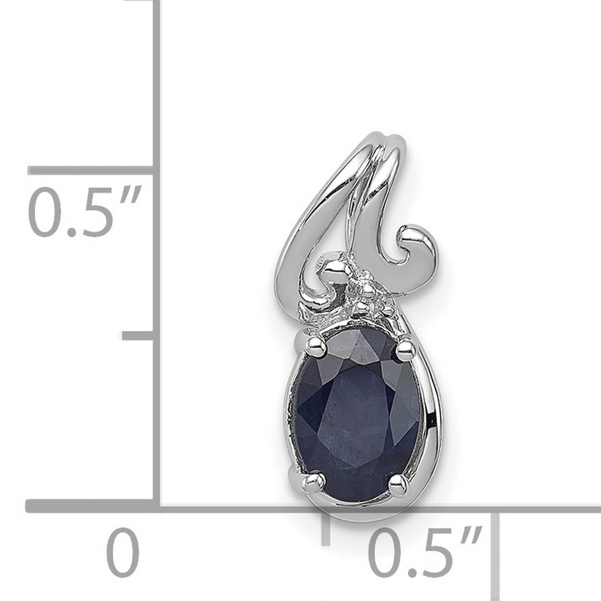 Sterling Silver Pendant with Sapphire and Diamond, Swirl Design Statement Jewelry for Women