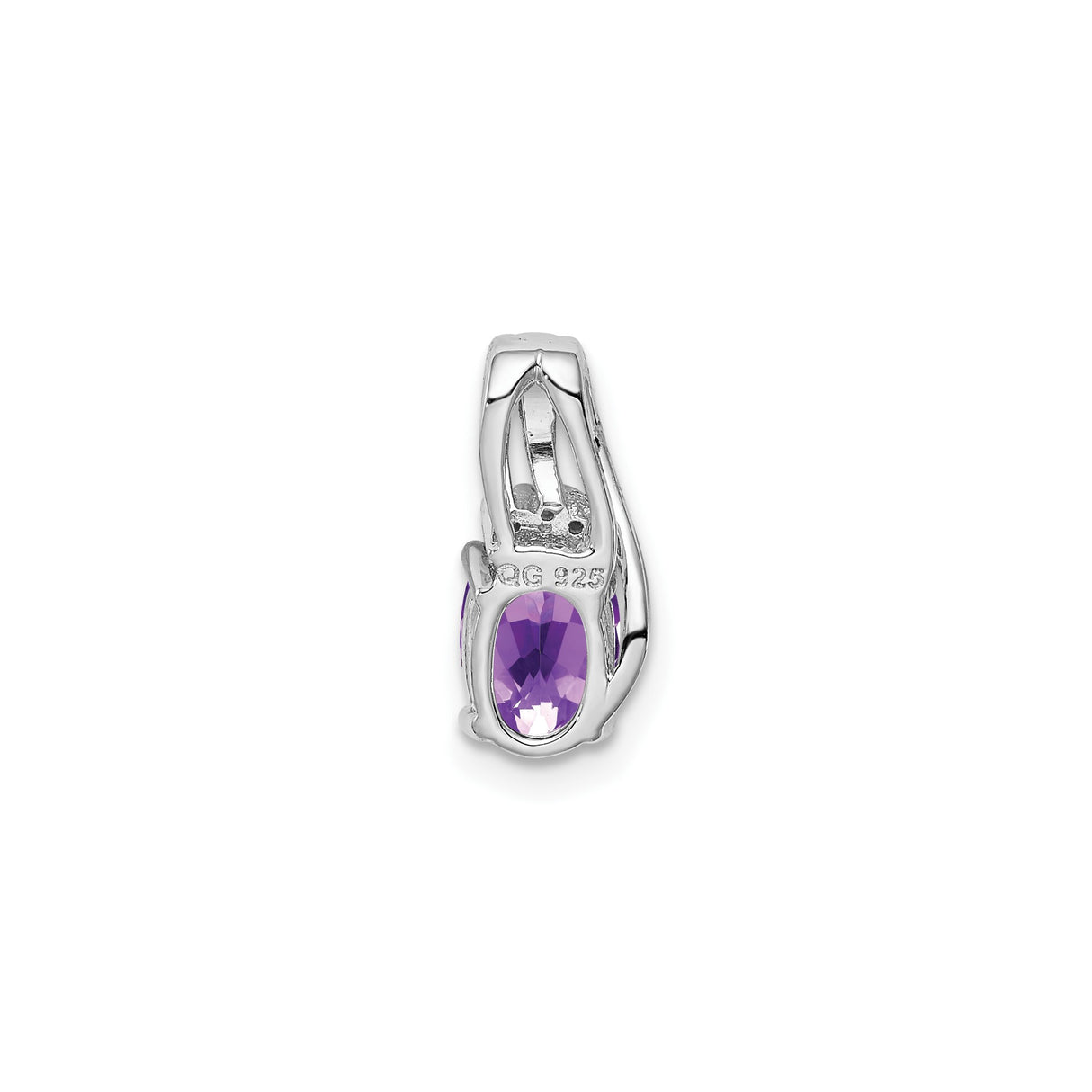 Sterling Silver Pendant with Oval Amethyst and Diamond Accents, Modern Design for Women