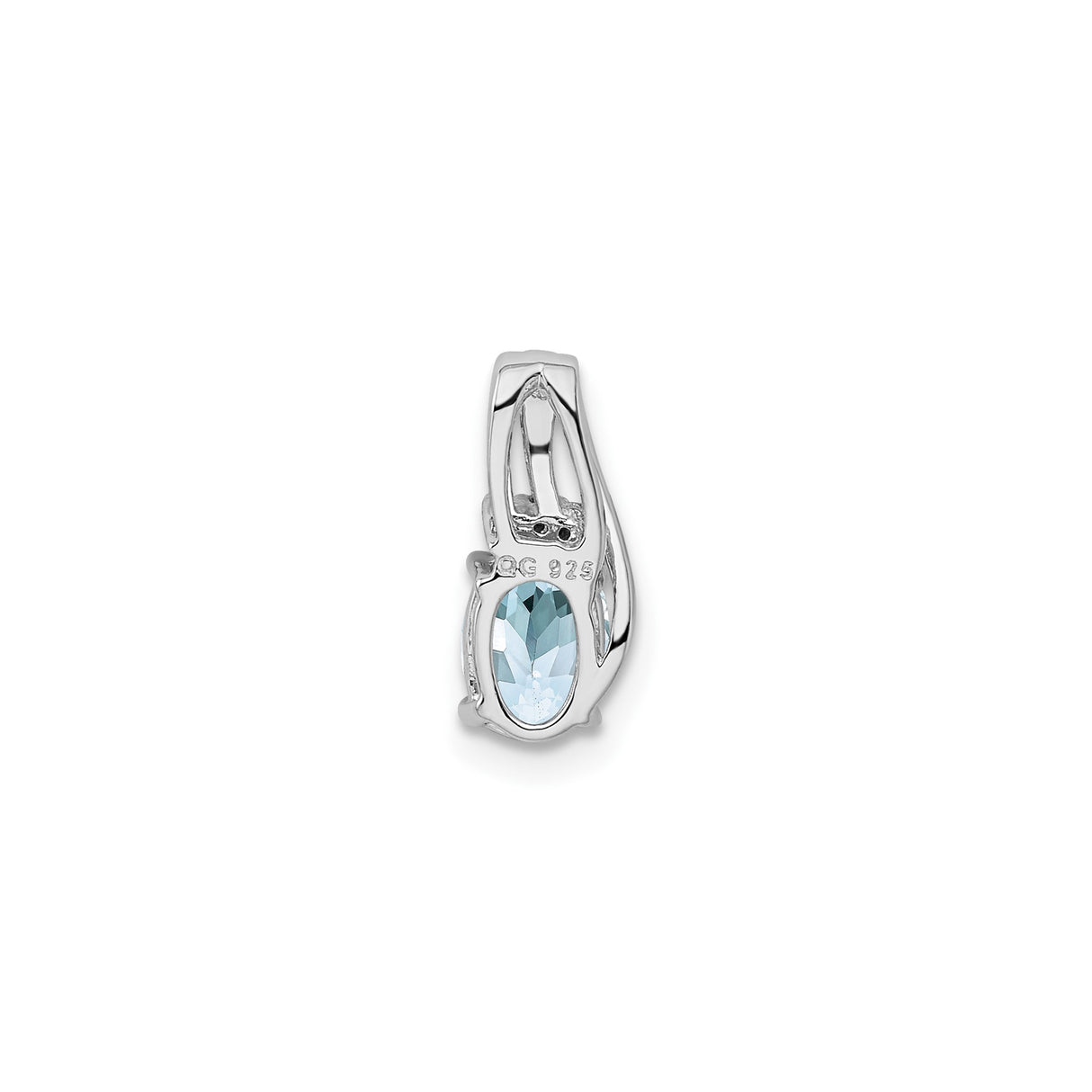 Sterling Silver Pendant with Aquamarine and Diamond Accents, Fluid Minimalist Design