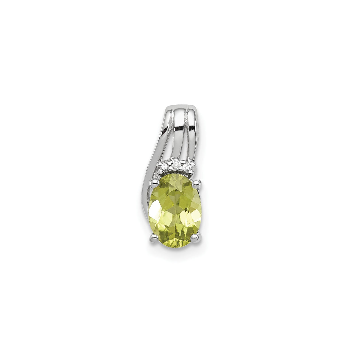Sterling Silver Pendant with Peridot and Diamond Accents, August Birthstone Jewelry for Women