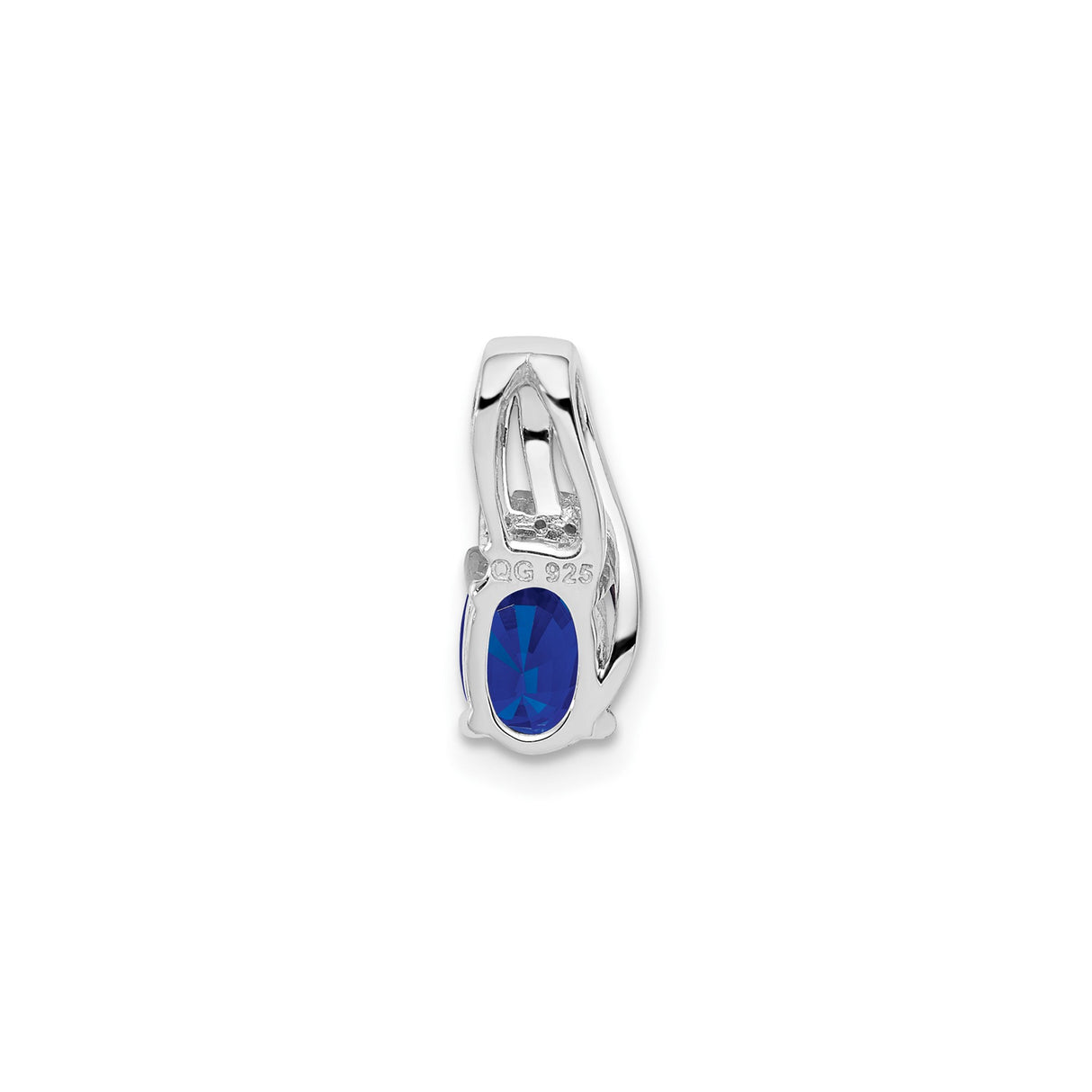 Sterling Silver Pendant with Sapphire and Diamond Accents, Oval Cut, Modern Chic Style