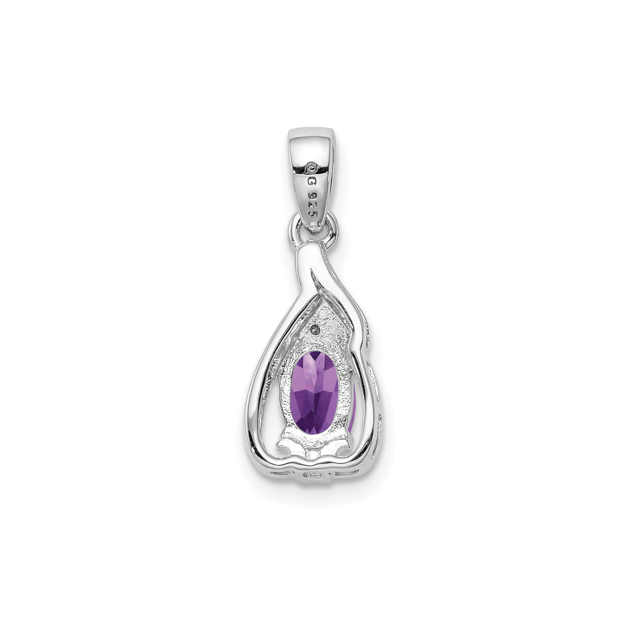 Sterling Silver Amethyst Pendant with Diamond Accents, Swirl Design February Birthstone Jewelry