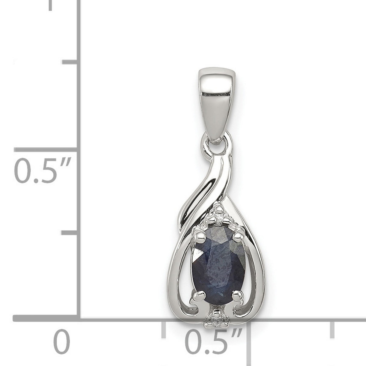Sapphire and Diamond Oval 15x7mm 0.61ct Charm Pendant in Real 925 Sterling Silver