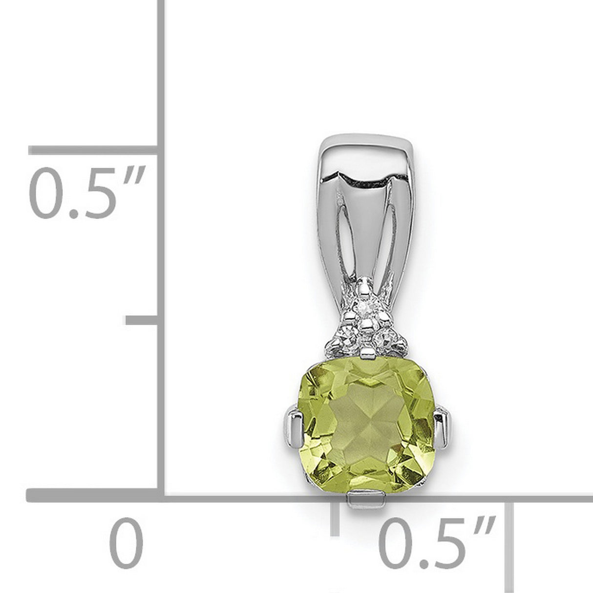 Sterling Silver Pendant with Peridot and Diamond Accents, Cushion Cut, August Birthstone Jewelry