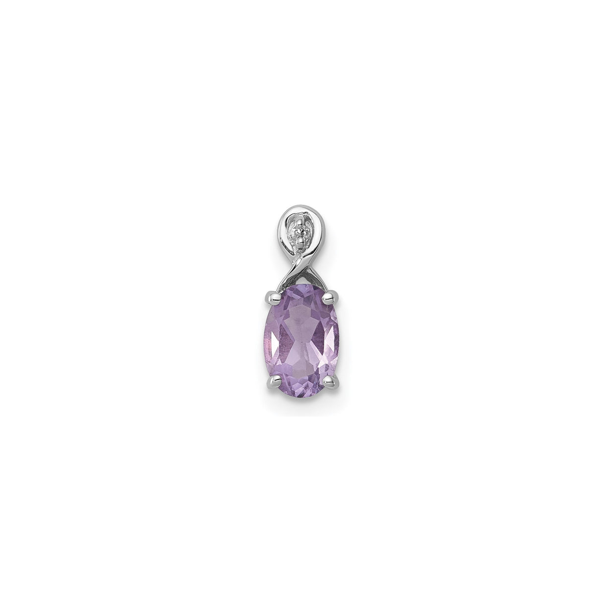 Sterling Silver Amethyst Pendant with Oval Cut Gemstone and Decorative Loop Bail for Women