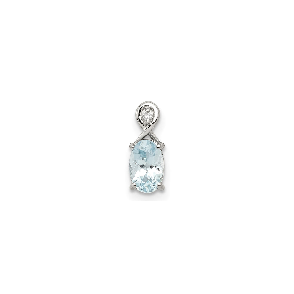 Sterling Silver Infinity Pendant with Aquamarine and Diamond Accents, Minimalist Jewelry for Women