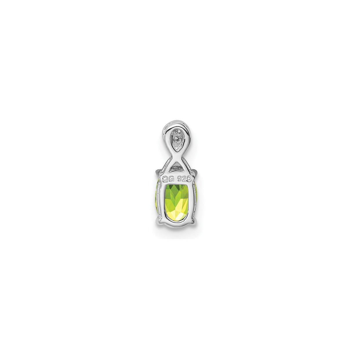 Sterling Silver Pendant with Peridot and Diamond, Oval Cut, Infinity Twist Design