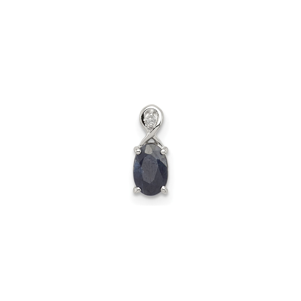 Sterling Silver Virgin Mary Pendant with Black Sapphire and Diamond Accents for Women