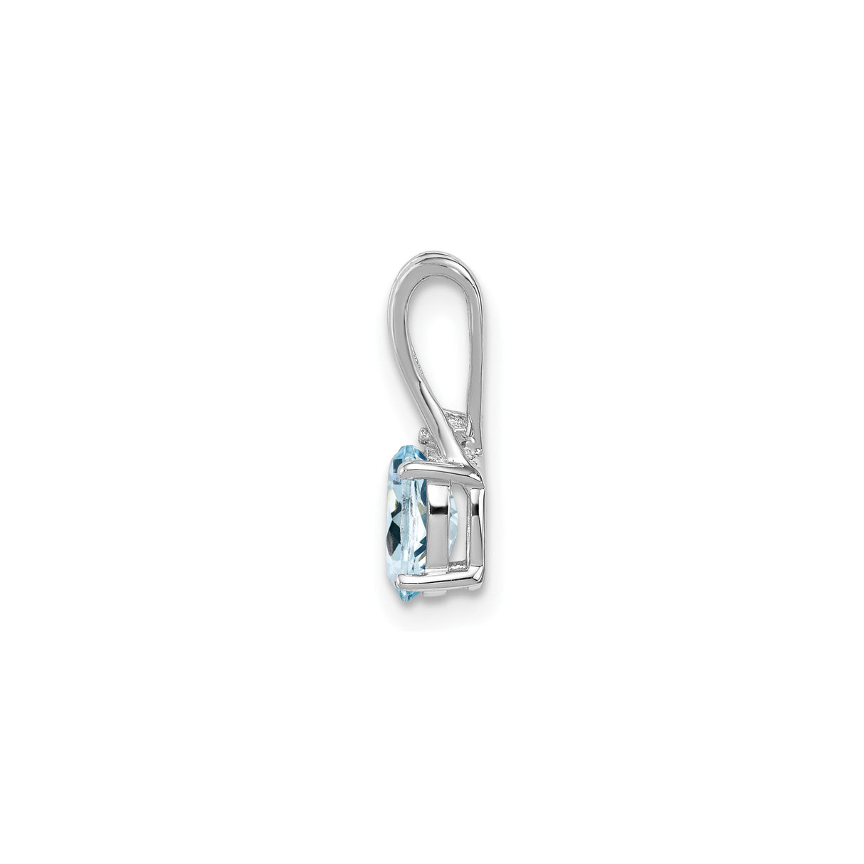 Sterling Silver Pendant with Oval Aquamarine and Diamond Accent, Minimalist Style for Women