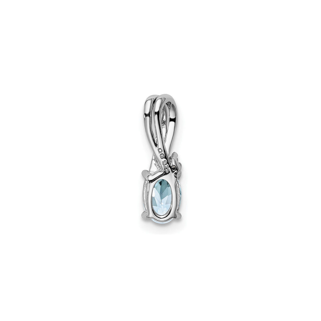 Sterling Silver Pendant with Oval Aquamarine and Diamond Accent, Minimalist Style for Women