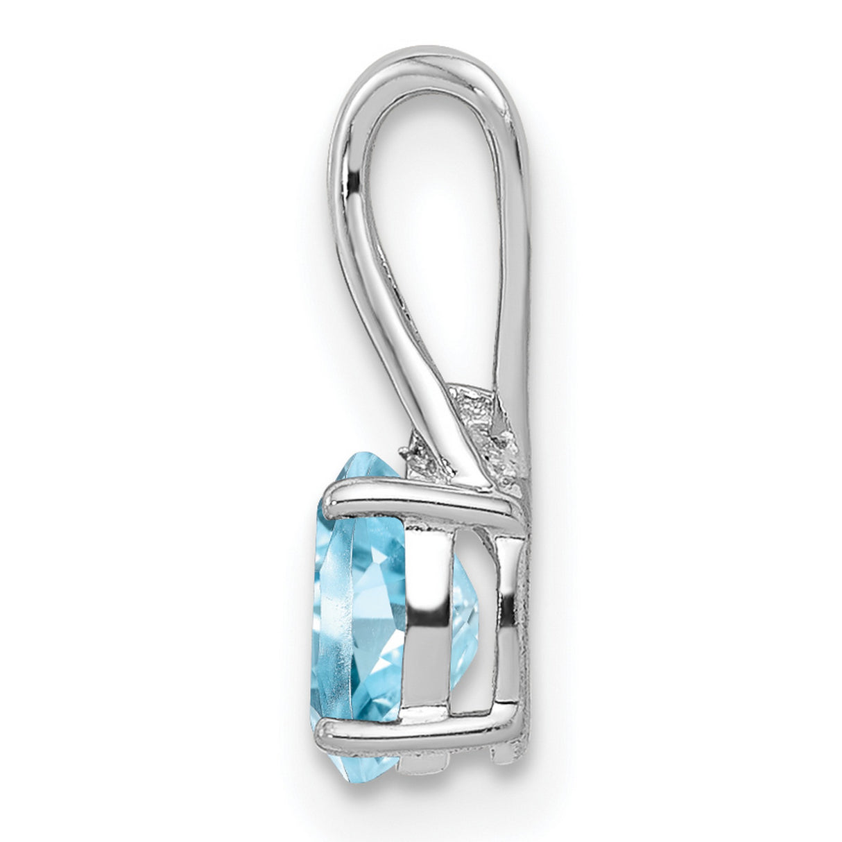 Sterling Silver Pendant with Oval Sky Blue Topaz and Diamond Accent, Twisted Bail Design