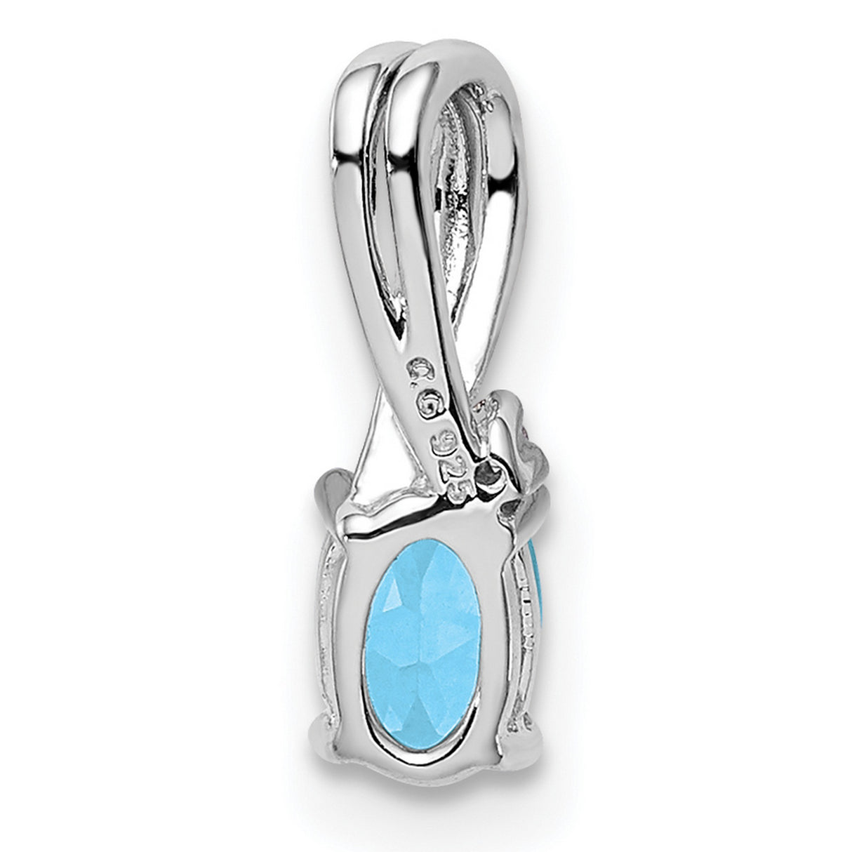Sterling Silver Pendant with Oval Sky Blue Topaz and Diamond Accent, Twisted Bail Design