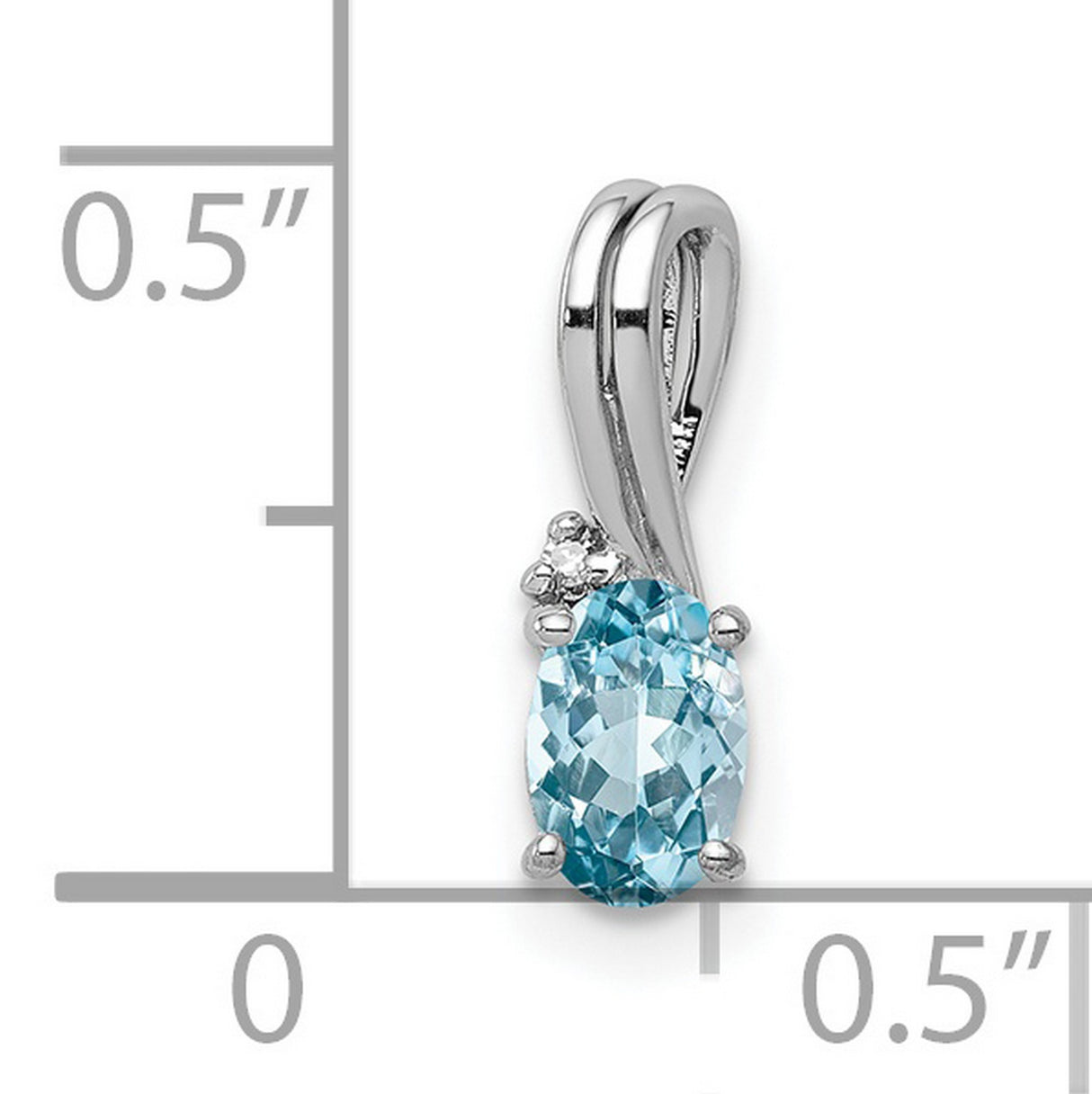 Sterling Silver Pendant with Oval Sky Blue Topaz and Diamond Accent, Twisted Bail Design