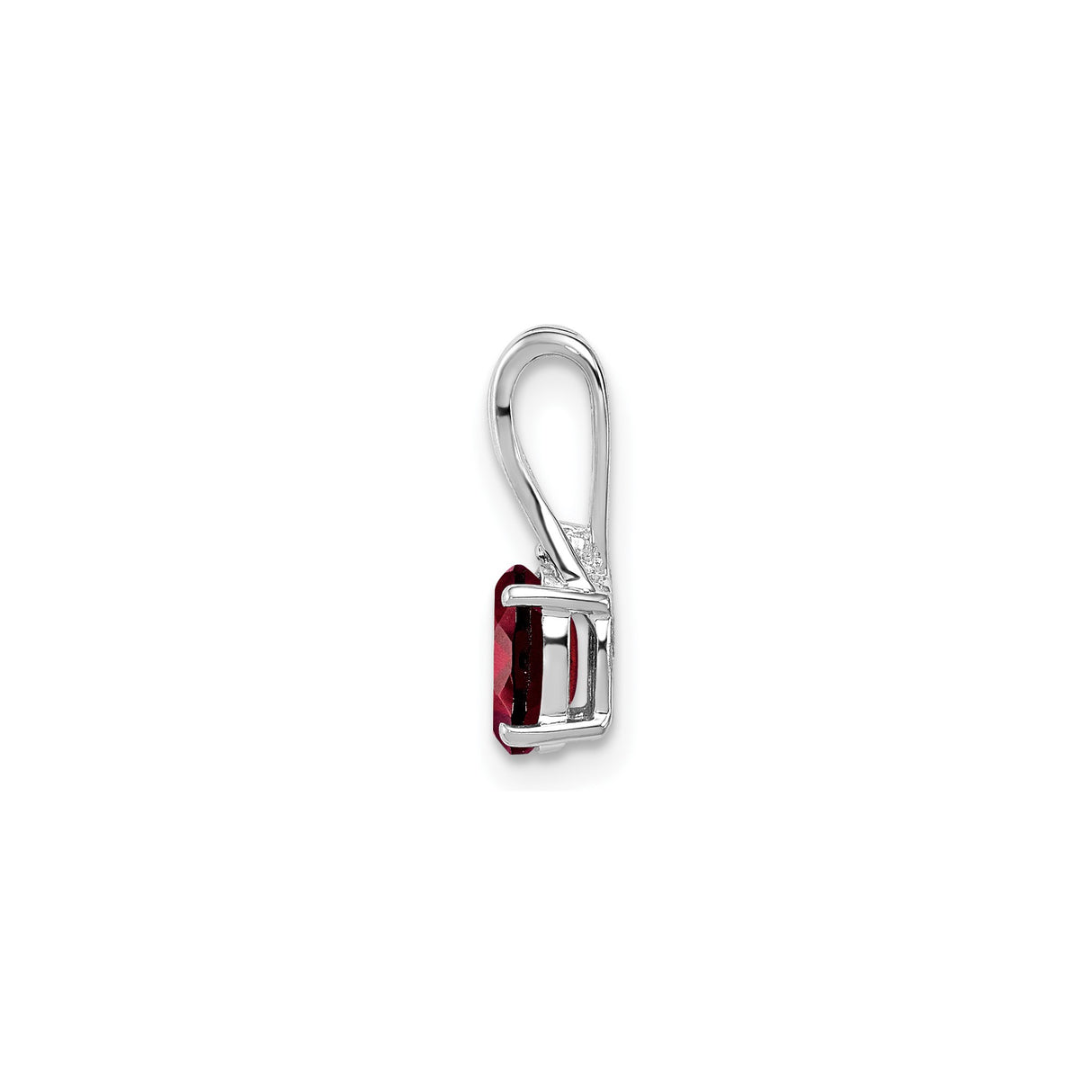 Sterling Silver Garnet Pendant with Diamond Accent and Twisted Bail for Women
