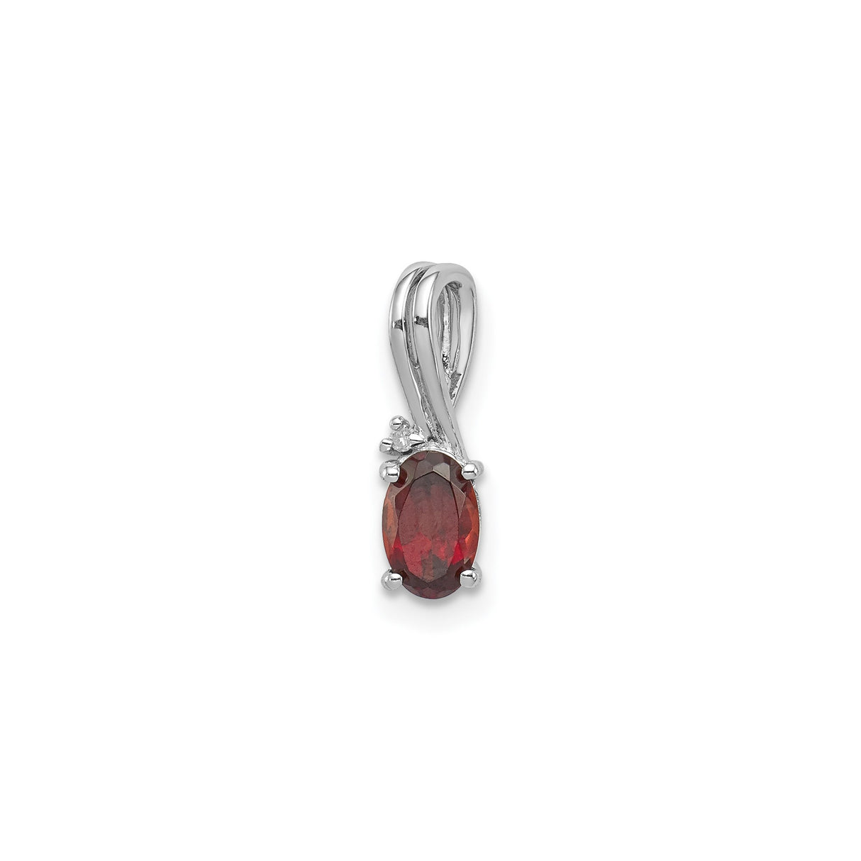 Sterling Silver Garnet Pendant with Diamond Accent and Twisted Bail for Women