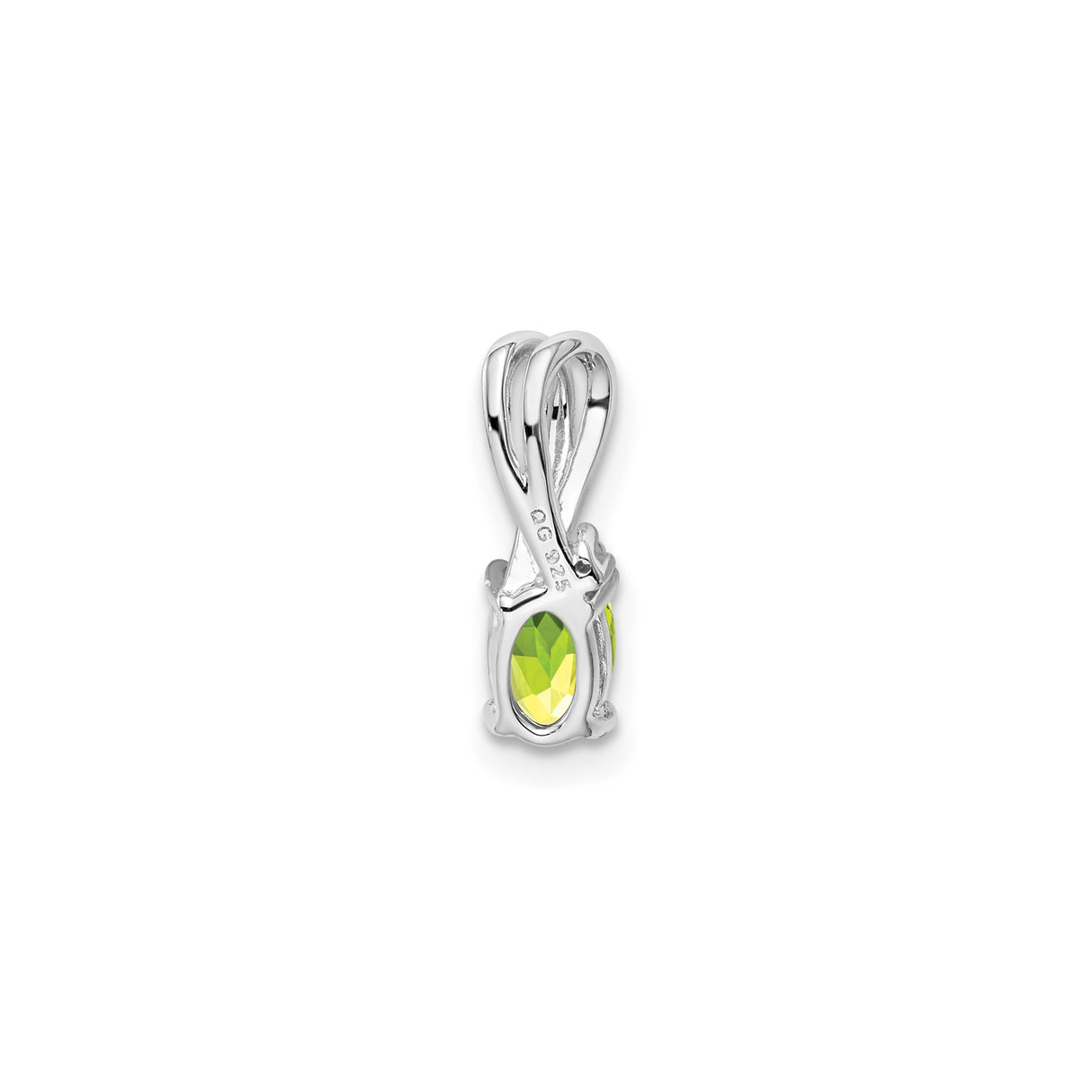 Sterling Silver Peridot Pendant with Diamond Accent and Twisted Bail Design for Women