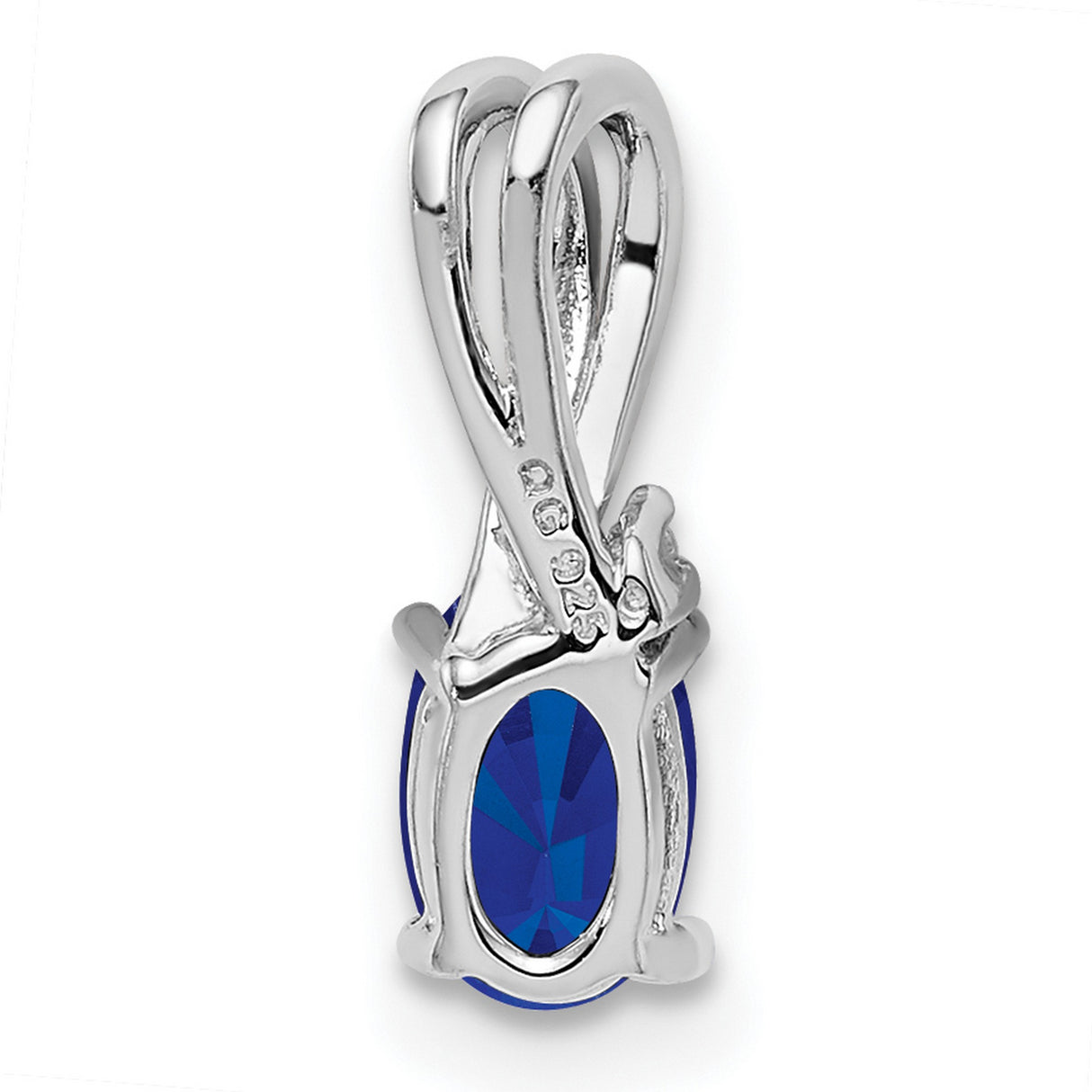 Sterling Silver Pendant with Oval Sapphire and Diamond Accent, Minimalist Womens Jewelry