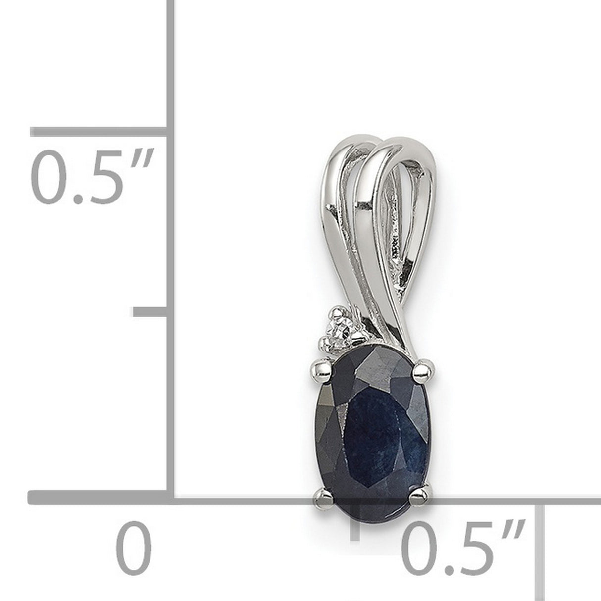 Sterling Silver Pendant with Oval Sapphire and Diamond Accent, Minimalist Womens Jewelry