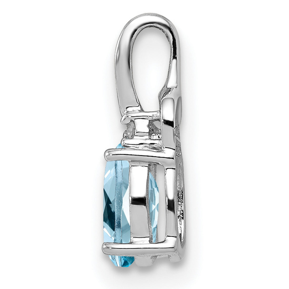 Sterling Silver Pendant with Sky Blue Topaz and Diamond, Oval Cut with Twisted Bail Design